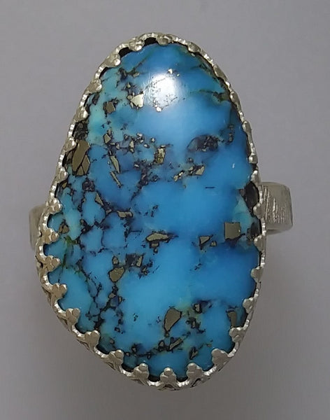 American Turquoise with Pyrite Veins