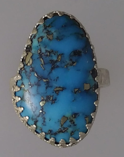 American Turquoise with Pyrite Veins