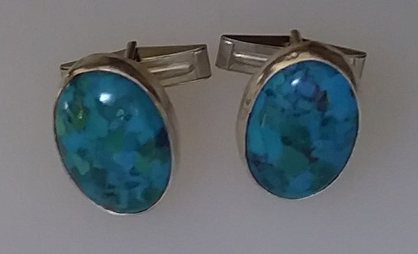 Oval Genuine Stone Cuff Links